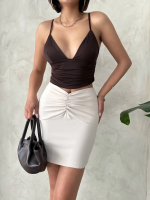 Önü Büzgülü Etek Bej S24222 (Beden: S) - Görsel 6