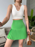 Altı Pliseli Mini Etek Yeşil S24705 (Beden: S) - Görsel 4