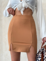 Çift Yırtmaçlı Etek Camel S25910 (Beden: S)