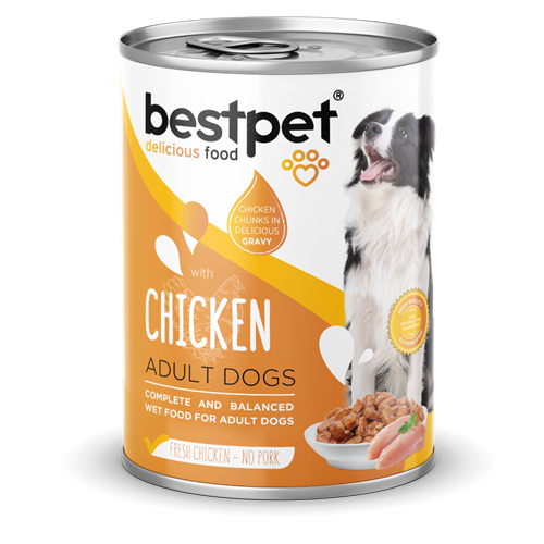 147BestPet20Dog20400gr202023_CHICKEN_FRONT.png Bestpet 400 gr X 12 ADET Yetişkin Köpekler İçin, Taze Tavuk Parça Etli Ve Soslu Yaş Mama - Görsel 1