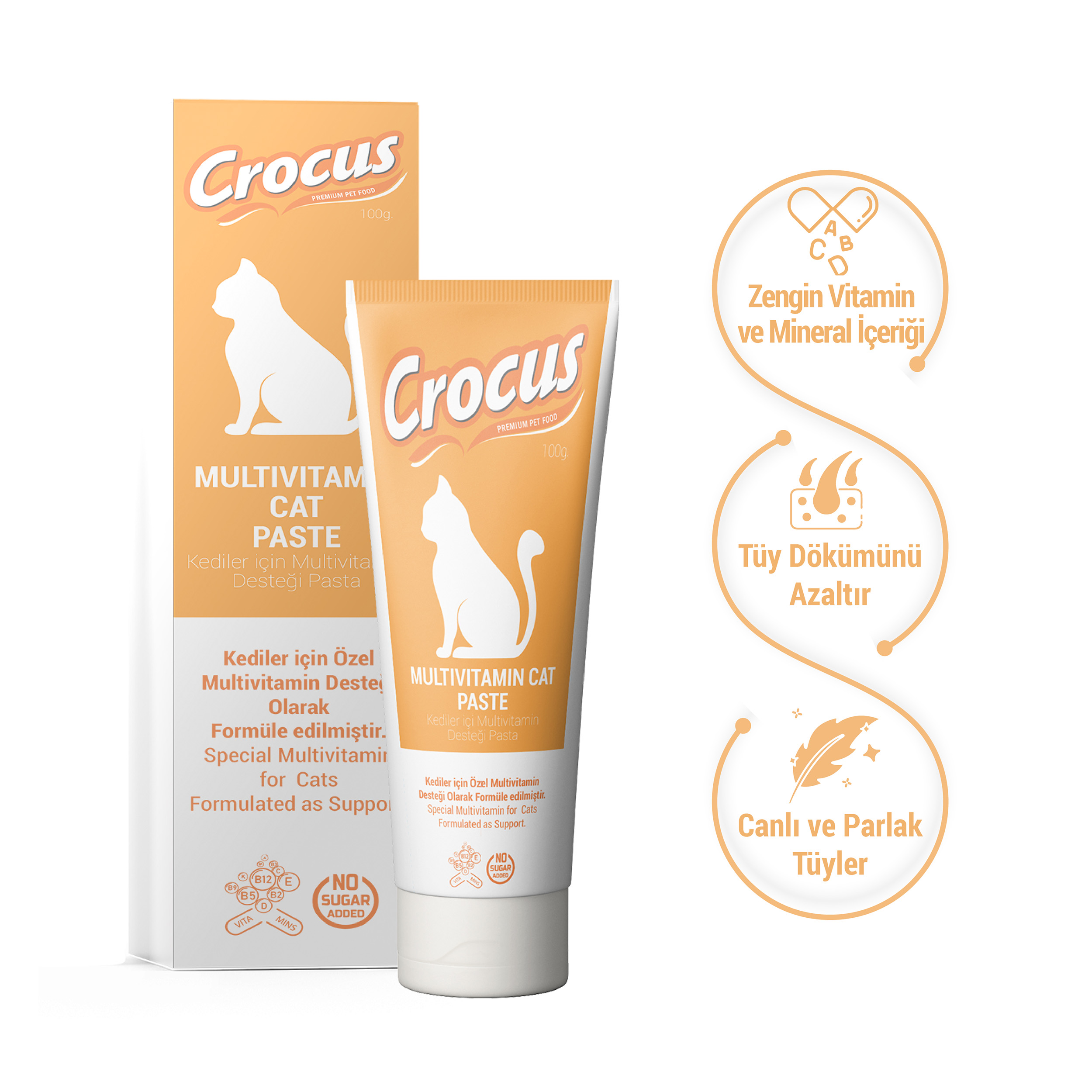 Crocus Paste İnfo Edit CROCUS KEDI MULTIVITAMIN MACUN 100 GRAM X 2 ADET - Görsel 1