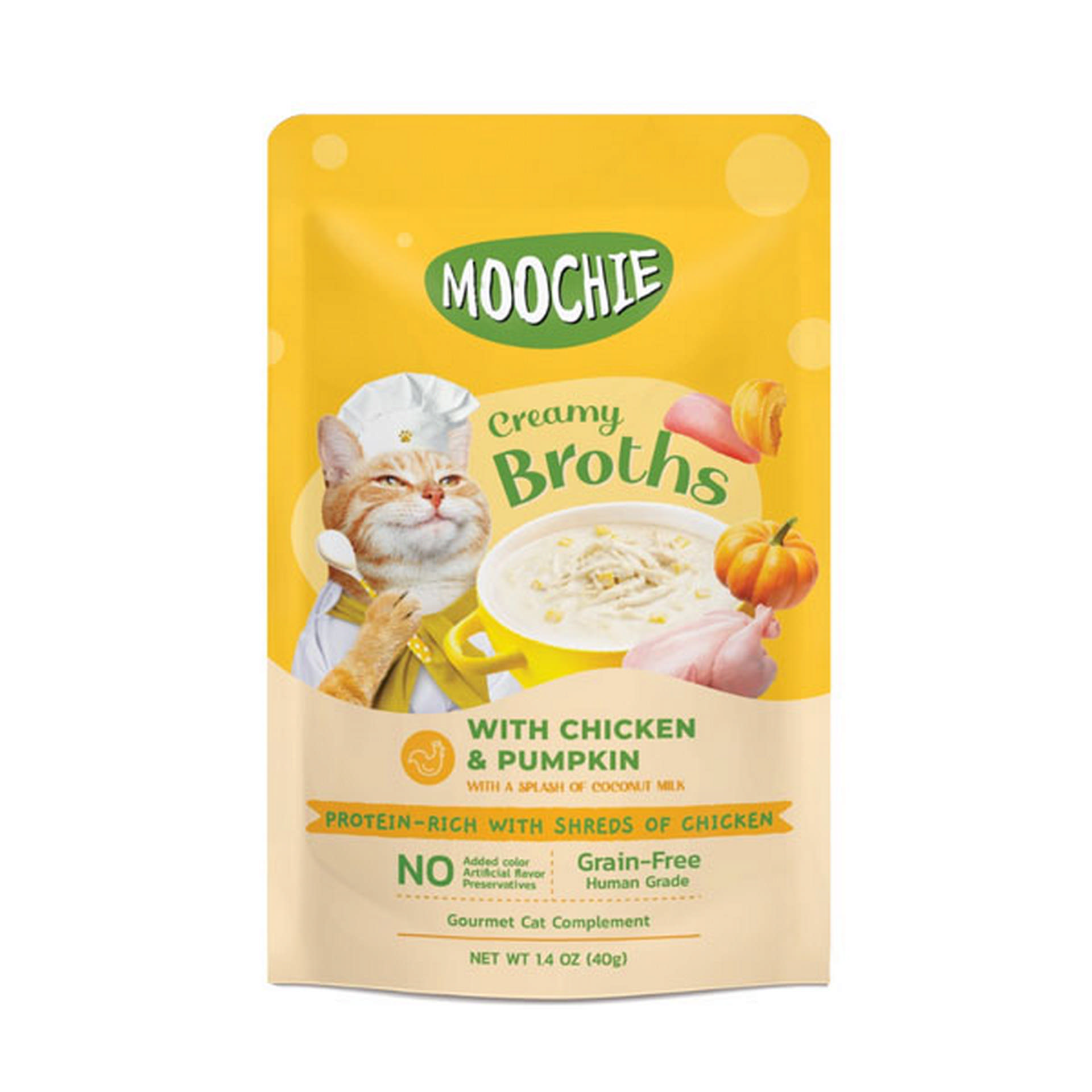 446-C0197.jpg MOOCHIE ÇORBA KEDI ÖDÜLÜ TAVUK-BALKABAĞI 40 GR X 4 ADET - Görsel 1