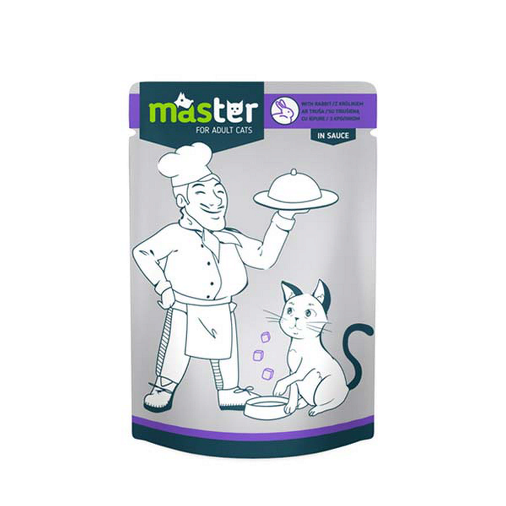 456-M0908.jpg MASTER TAVŞAN ETLI POUCH KEDI MAMASI 80 GR. X 6 ADET - Görsel 1