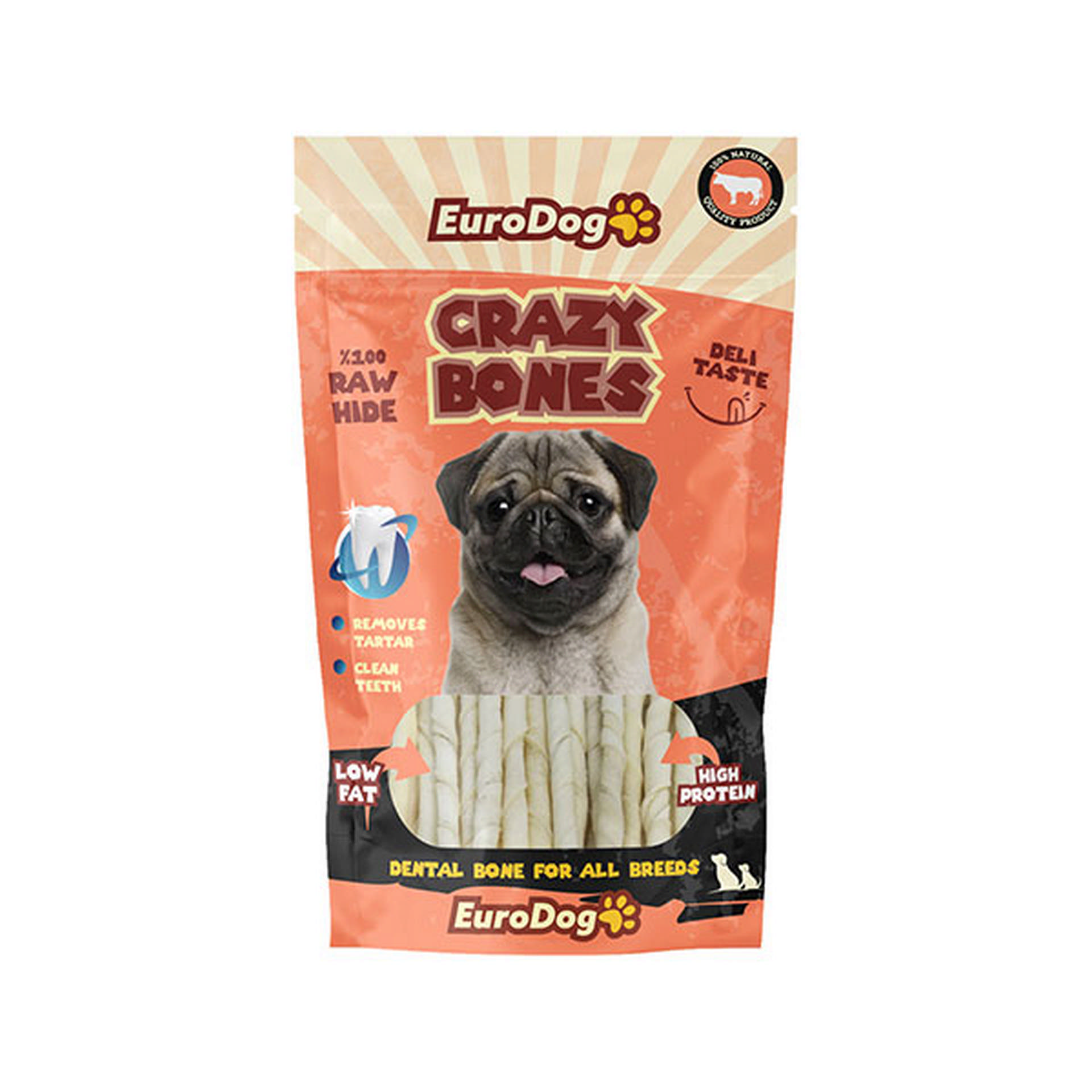 458-5127.jpg EURODOG CRAZY BONE SÜTLÜ BURGU ÇUBUK 20 LI X 2 ADET - Görsel 1
