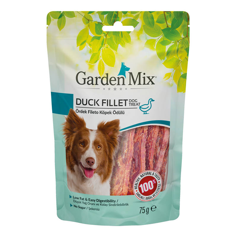 591e37b159bf4b1bf12fd2957b4a3323.jpg GARDEN MIX ÖRDEKLI FILETO KÖPEK ÖDÜLÜ 75 GR X 4 ADET - Görsel 1