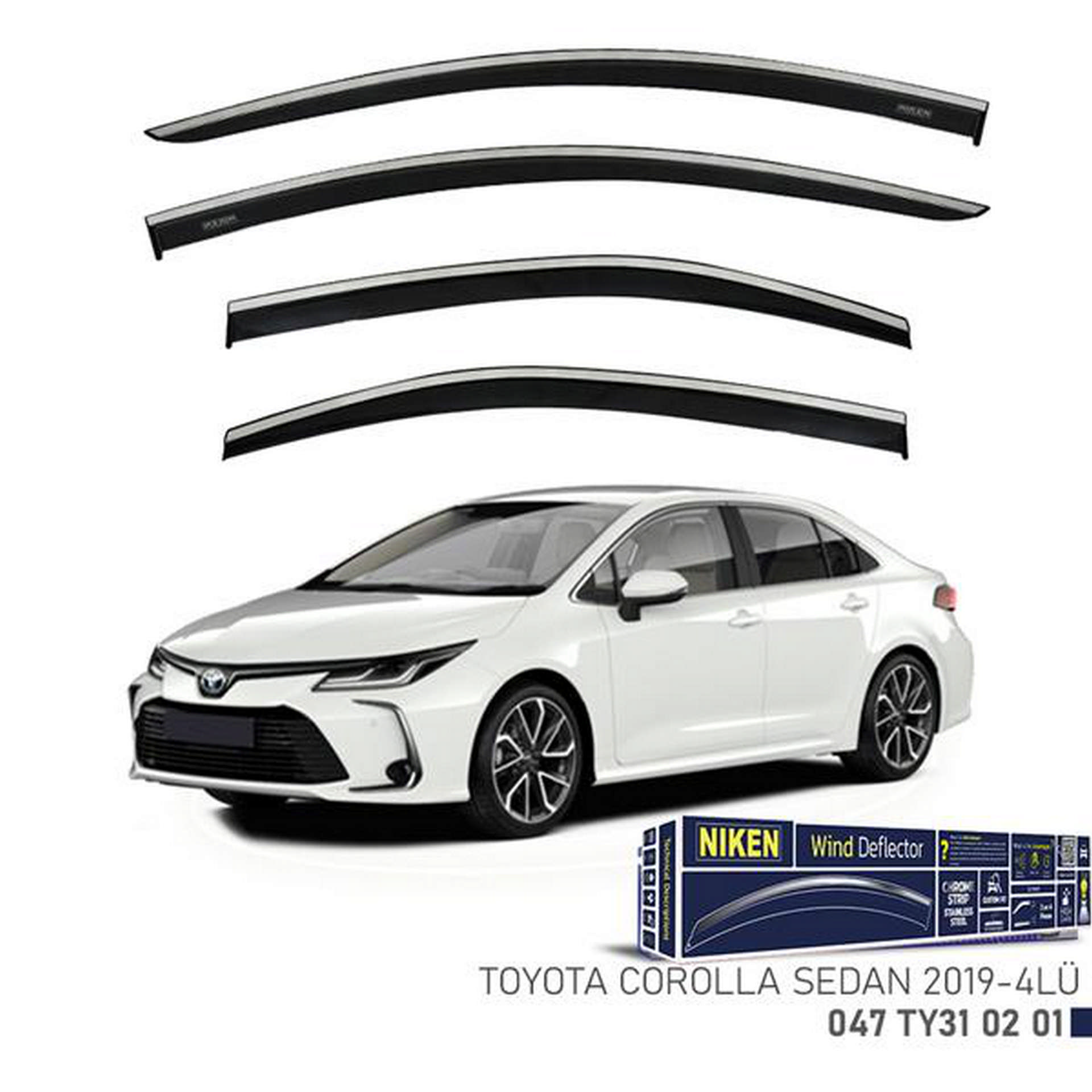 661320896.jpg KROMLU CAM RÜZGARLIĞI TOYOTA COROLLA SD 2019- 4LÜ - Görsel 1