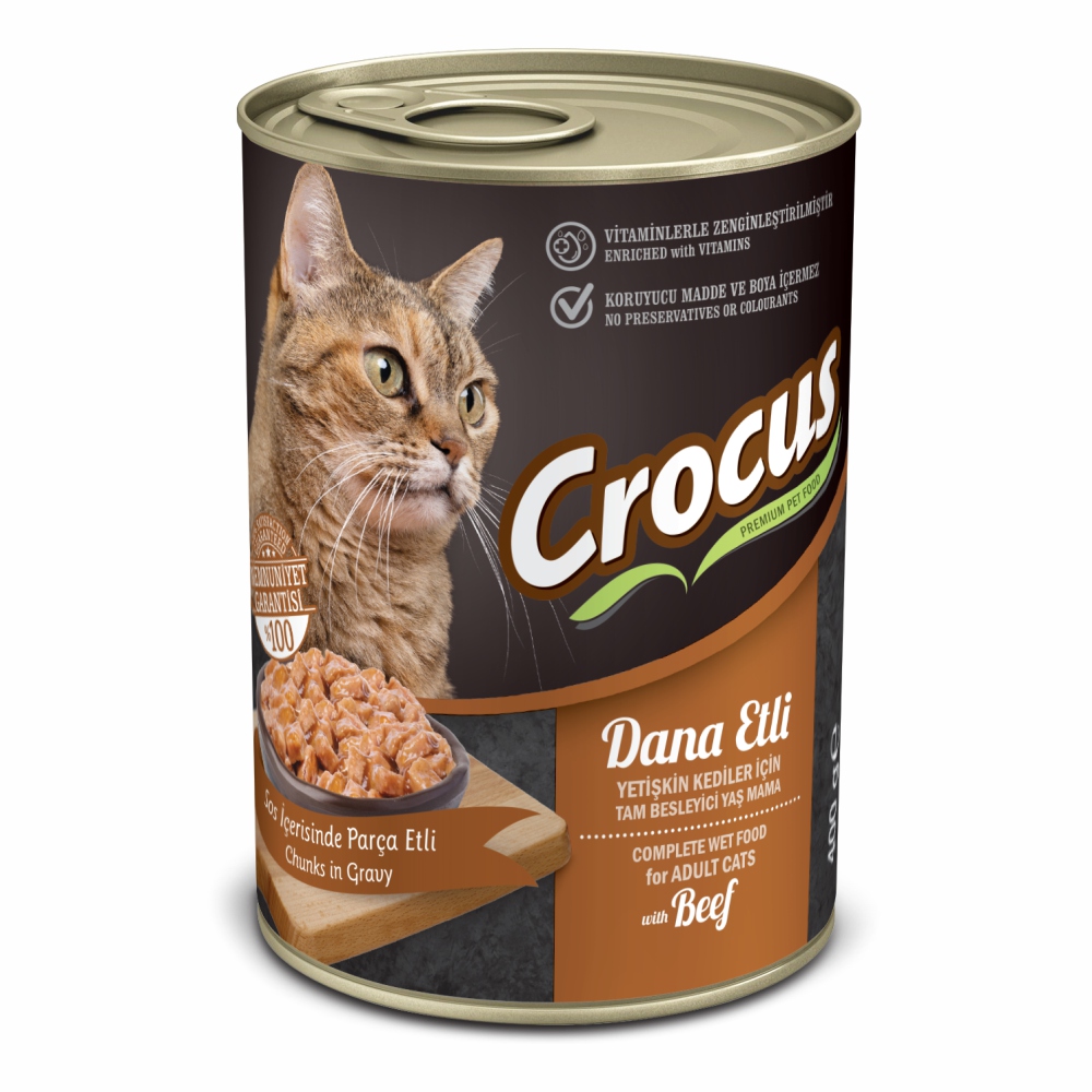 686b98b42336654e473243d801ebfab6.jpg CROCUS YETIŞKIN KEDI DANA ETLI YAŞ MAMA 400 GR X 6 ADET - Görsel 1