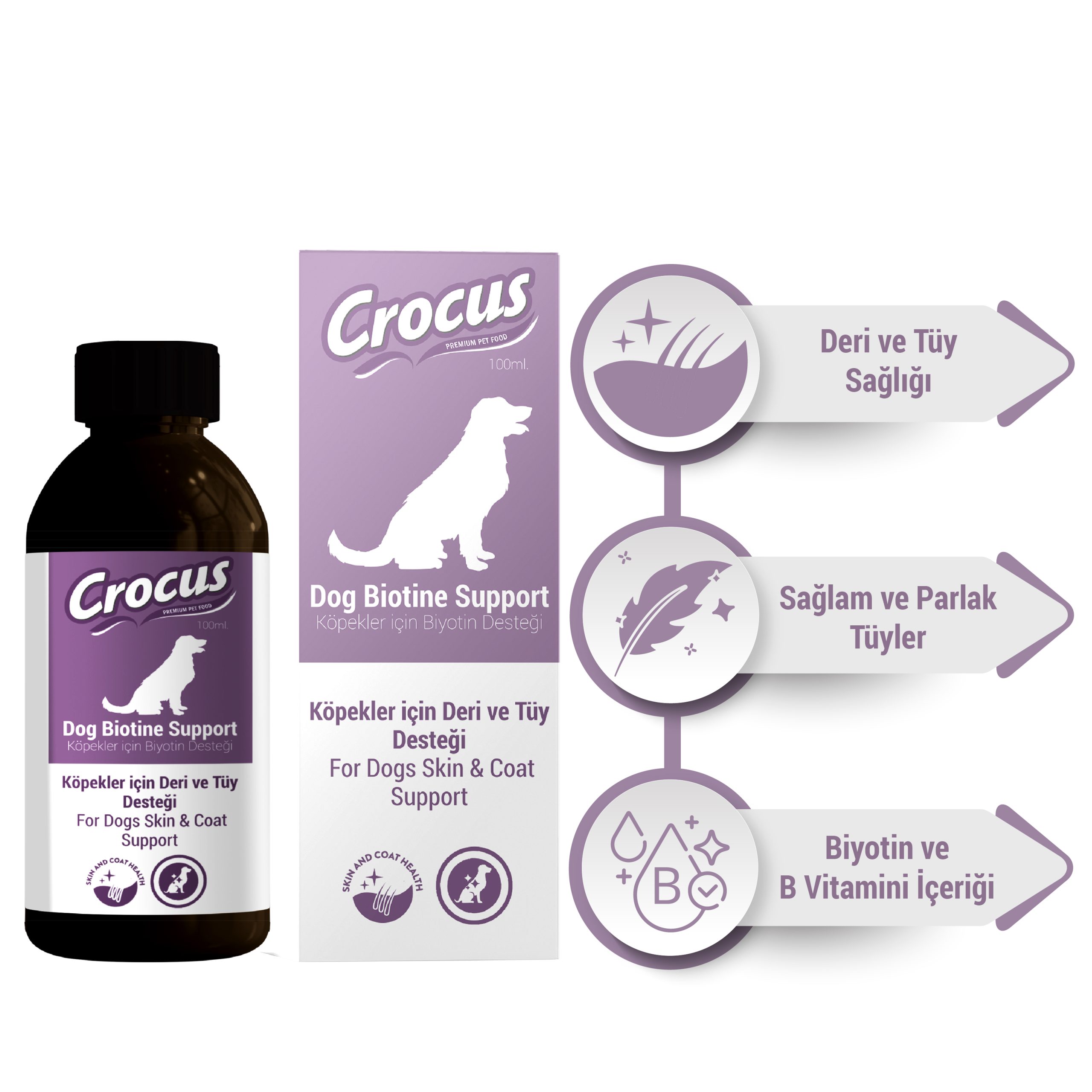 7a265dce1bd4a20552827009bb794266.jpg CROCUS KÖPEK TÜY SAĞLIĞI DAMLASI 100 ML X 2 ADET - Görsel 1