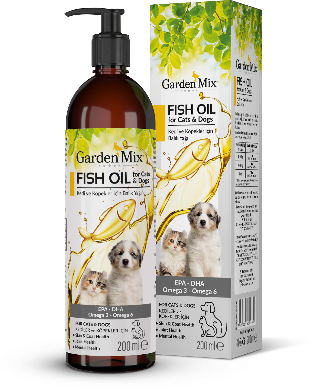 81998063d2d146d17b2a5df83fdadb62.jpg GARDEN MIX KEDI VE KÖPEK SOMON YAĞI 200ML X 2 ADET - Görsel 1
