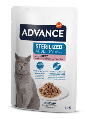 ADVANCE CAT STERILIZED TURKEY WET POUCH 85GR X 6 ADET