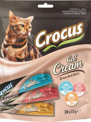 Crocus Çoklu Tavuklu & Ton Balıklı & Somonlu Krema Kedi Ödülü 30x15g