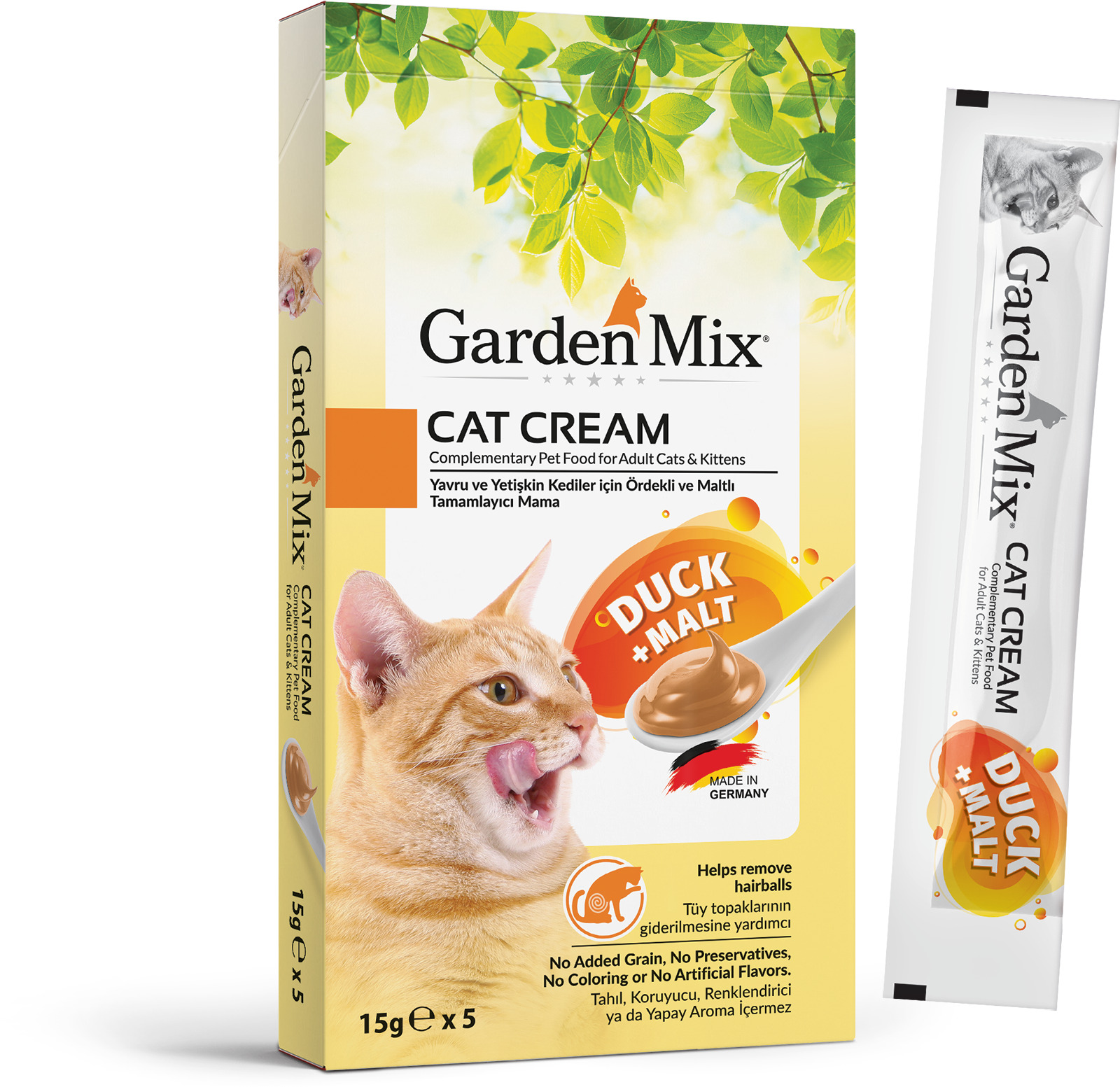 9242087e8c2a912f2b287329a48d8b38.jpg GARDEN MIX KEDI KREMASI ÖRDEK+MALT 5 X 15 GR X 3 ADET - Görsel 1