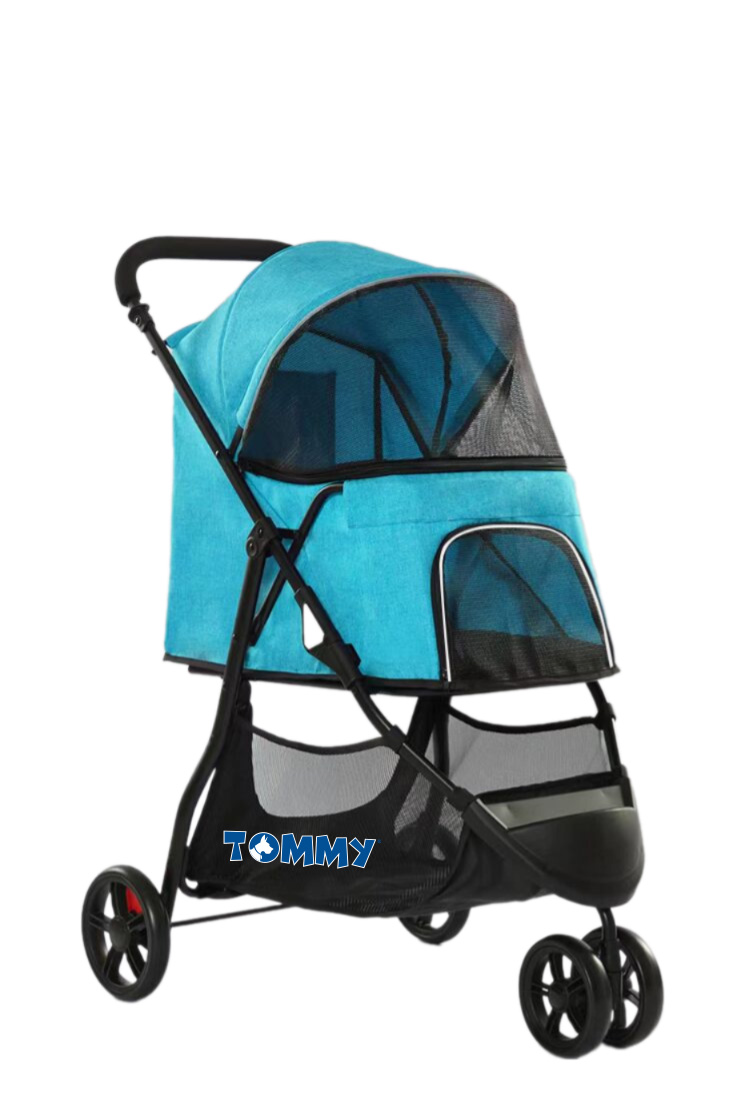 9293e7e0ca18dd816a8b61930a4ca2d7.jpg Tommy Evcil Hayvan Arabası Turkuaz 74.5*52.2*98cm Max 15kg - Görsel 1