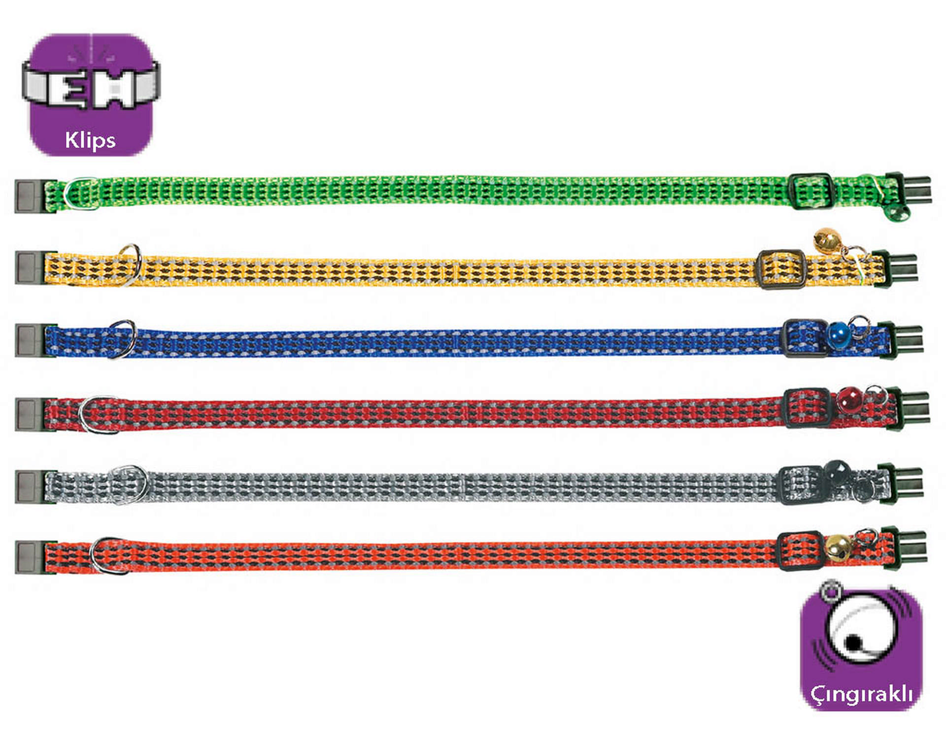 992361_14397679.jpg Karlıe Kedi Tasma Çıng. 25-35cm Karışık Renkli - Görsel 1