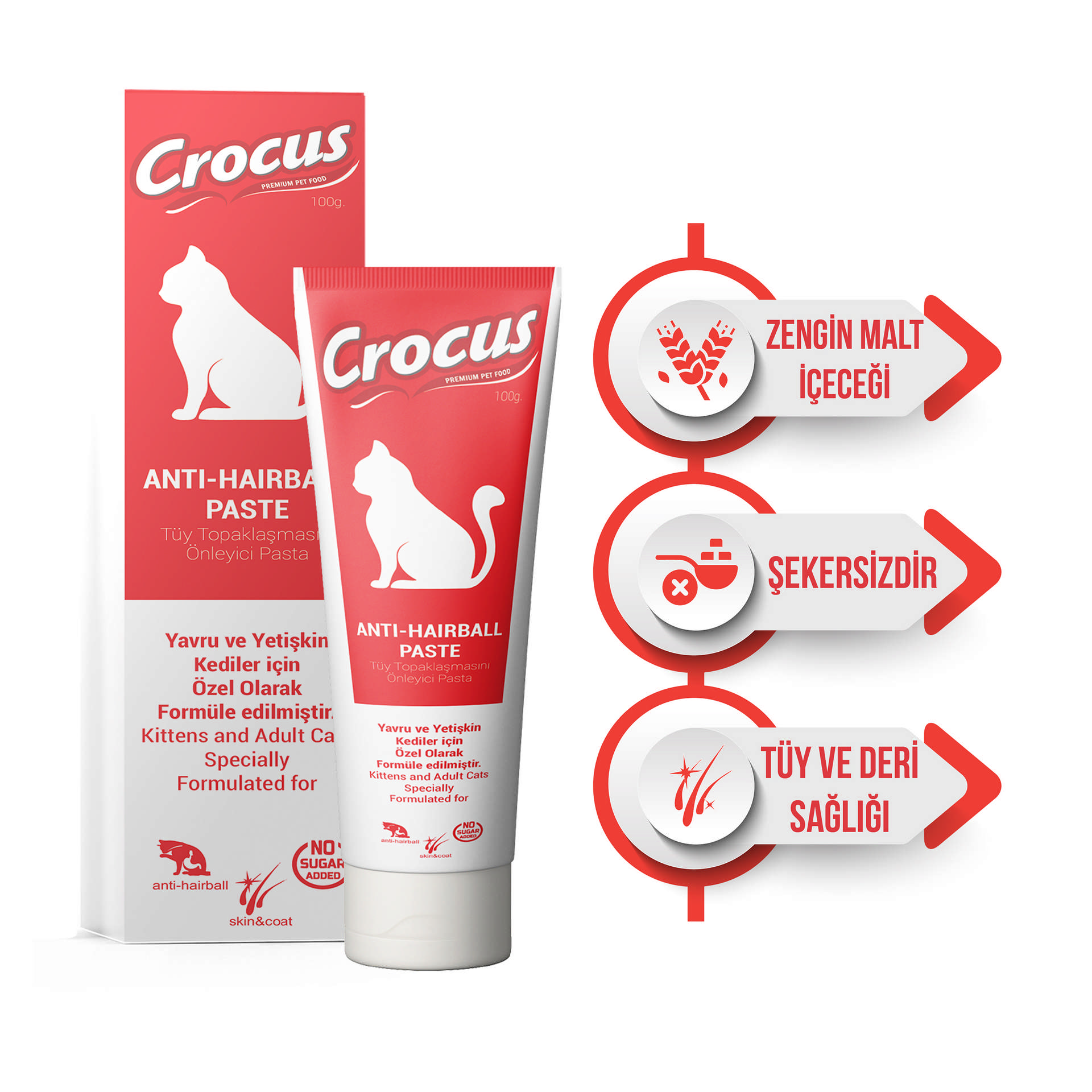 Crocus Paste İnfo Edit Crocus Anti Hairball Kedi Malt Macunu 100 Gram - Görsel 1
