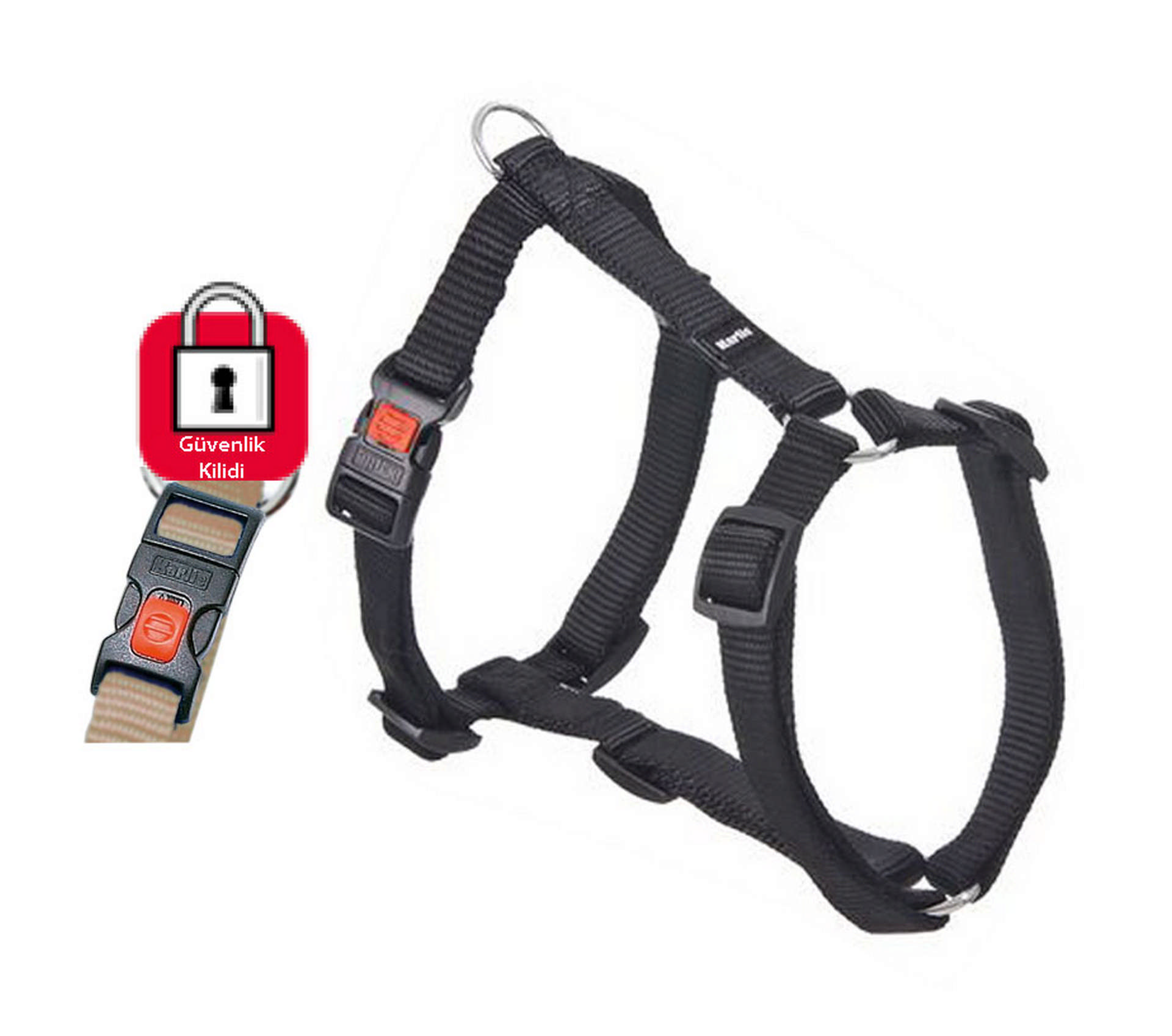 994739_70715959.jpg Karlıe Kilitli Göğüs Tasma 45-70cm Siyah - Görsel 1
