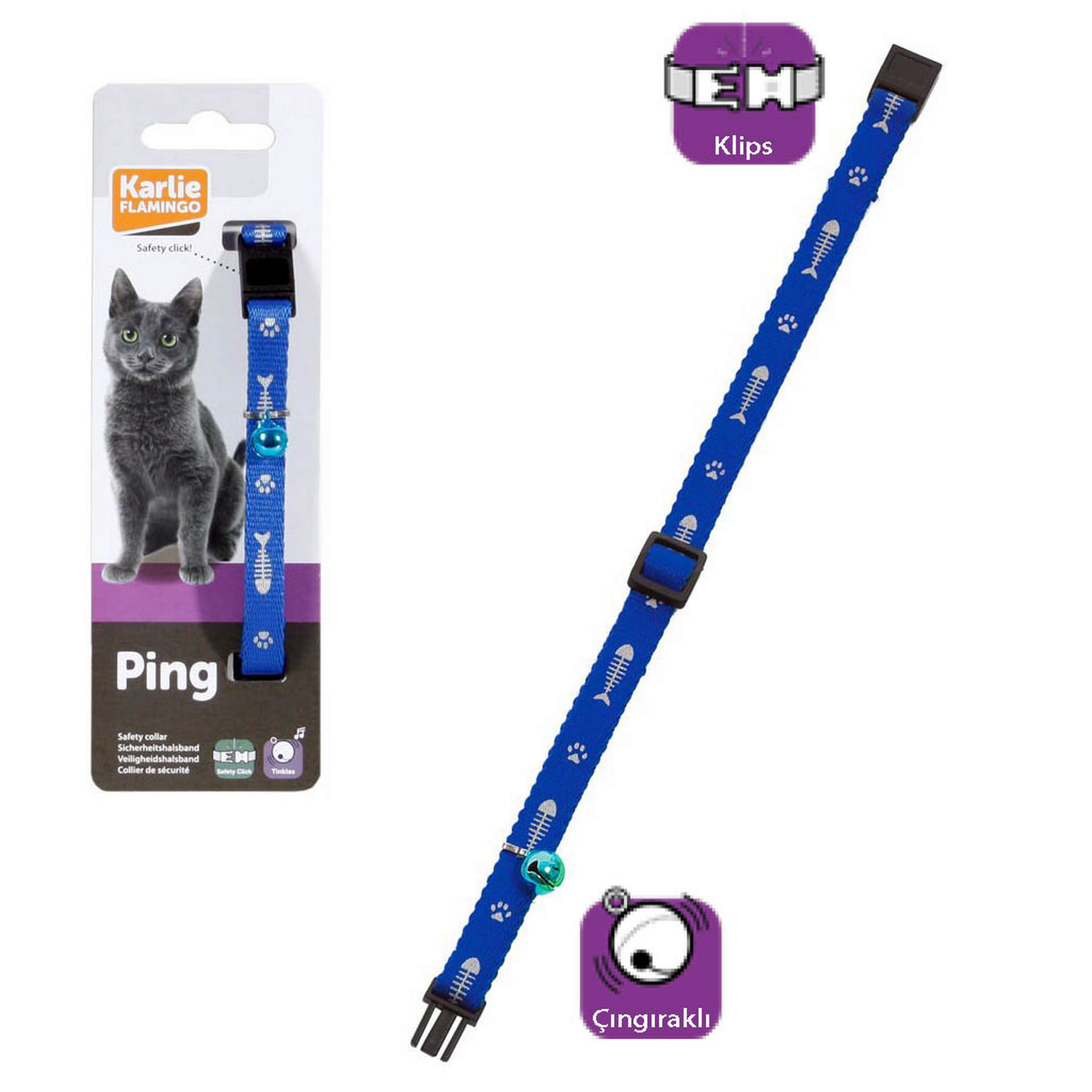 994746_452087.jpg Karlıe Kedi Tasması Çıng. 30cm Mavi - Görsel 1