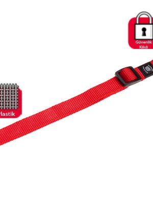 Karlıe Kilitli Boyun Tasması M 40-55cm Kırmızı
