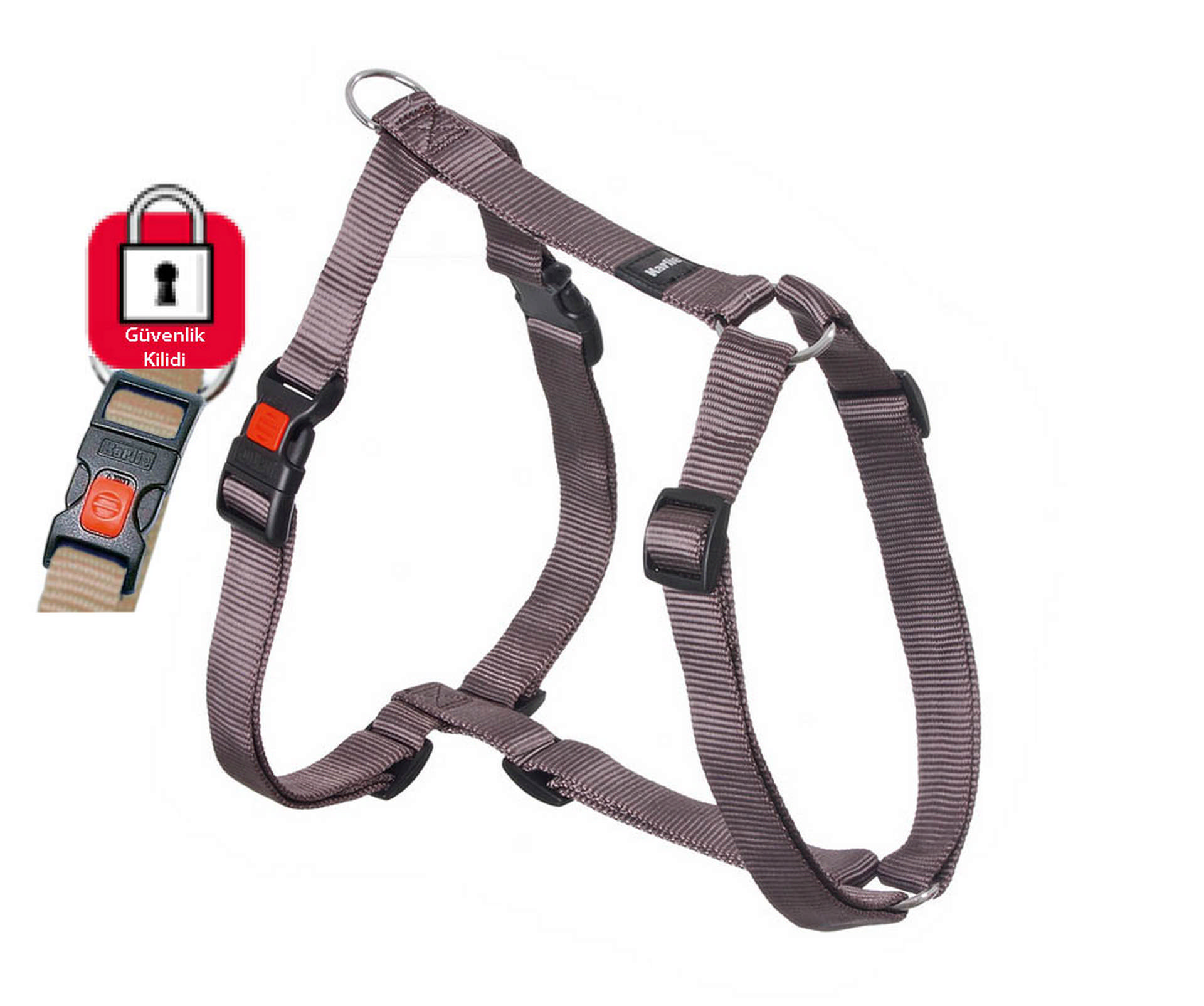 994860_53114977.jpg Karlıe Kilitli Göğüs Tasma M 45-70cm Gri - Görsel 1