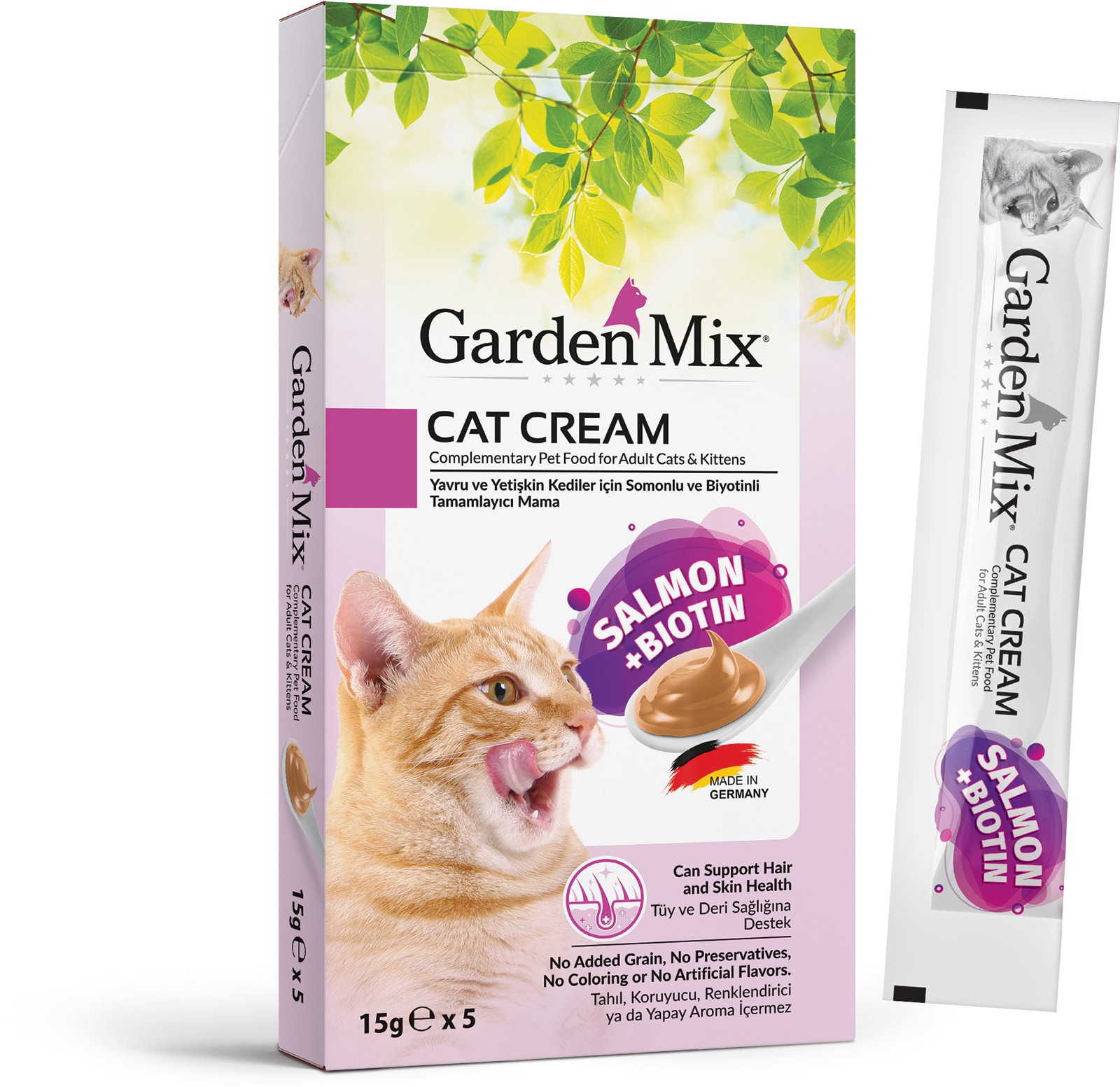 9ce164e54833dc229483699604218f1e.jpg GARDEN MIX KEDI KREMASI SOMON+BIOTIN 5 X 15 GR X 3 ADET - Görsel 1