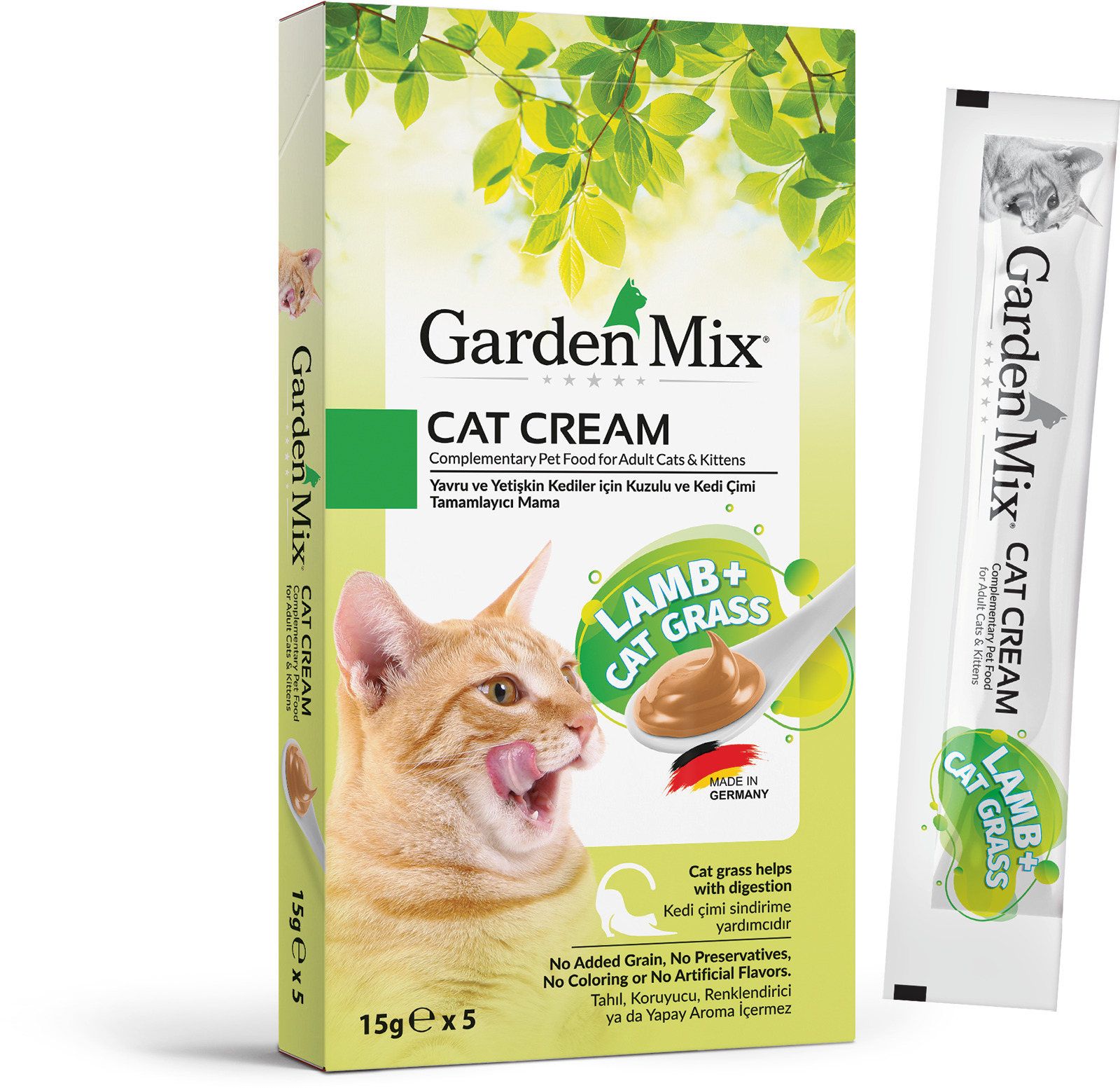 a883b851d06ba4f59645360806d55462.jpg GARDEN MIX KEDI KREMASI KUZU KEDI OTU 5 X 15 GR X 3 ADET - Görsel 1