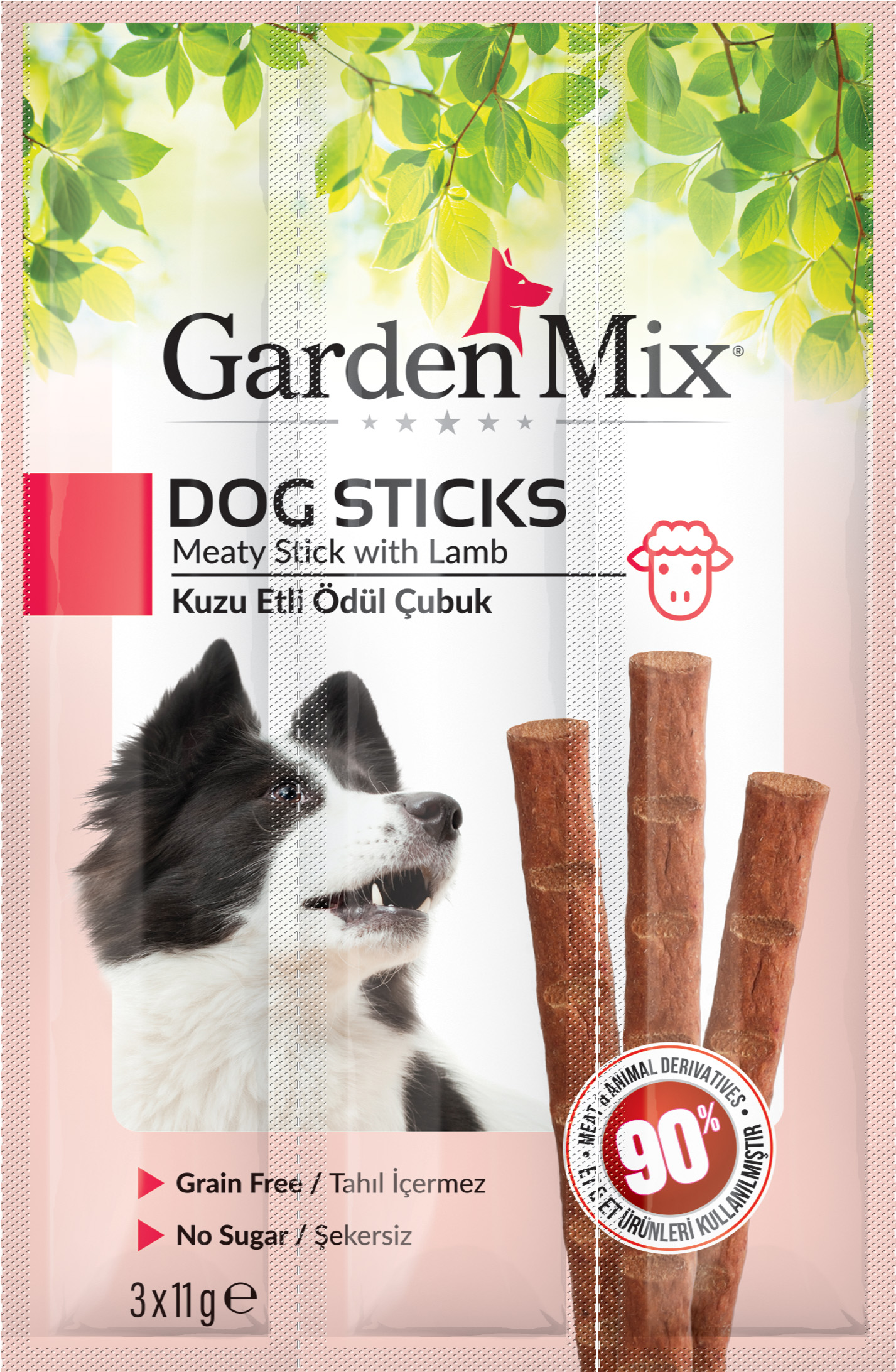 e7eb579b0dfe6a956b89dac52f2a07df.jpg GARDENMIX KUZU ETLI KÖPEK STICK ÖDÜL 3X11 GR X 6 ADET - Görsel 1