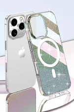 Joko iPhone 14 Pro Max Rasasi Simli Magsafe Kapak - Şeffaf - Görsel 3