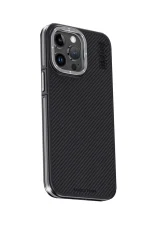 Joko iPhone 15 Pro Kılıf Aramid 600D Kevlar Karbon Fiber Magsafe Kapak - Gri