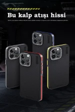 Joko iPhone 15 Pro Kılıf Aramid 600D Kevlar Karbon Fiber Magsafe Kapak - Gri - Görsel 4