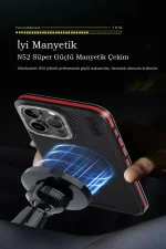 Joko iPhone 15 Pro Kılıf Aramid 600D Kevlar Karbon Fiber Magsafe Kapak - Gri - Görsel 5