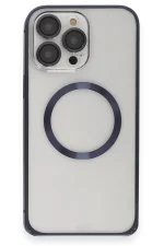 Joko iPhone 15 Pro Kılıf Metal Bumper Magneticsafe Kapak - Lacivert - Görsel 2