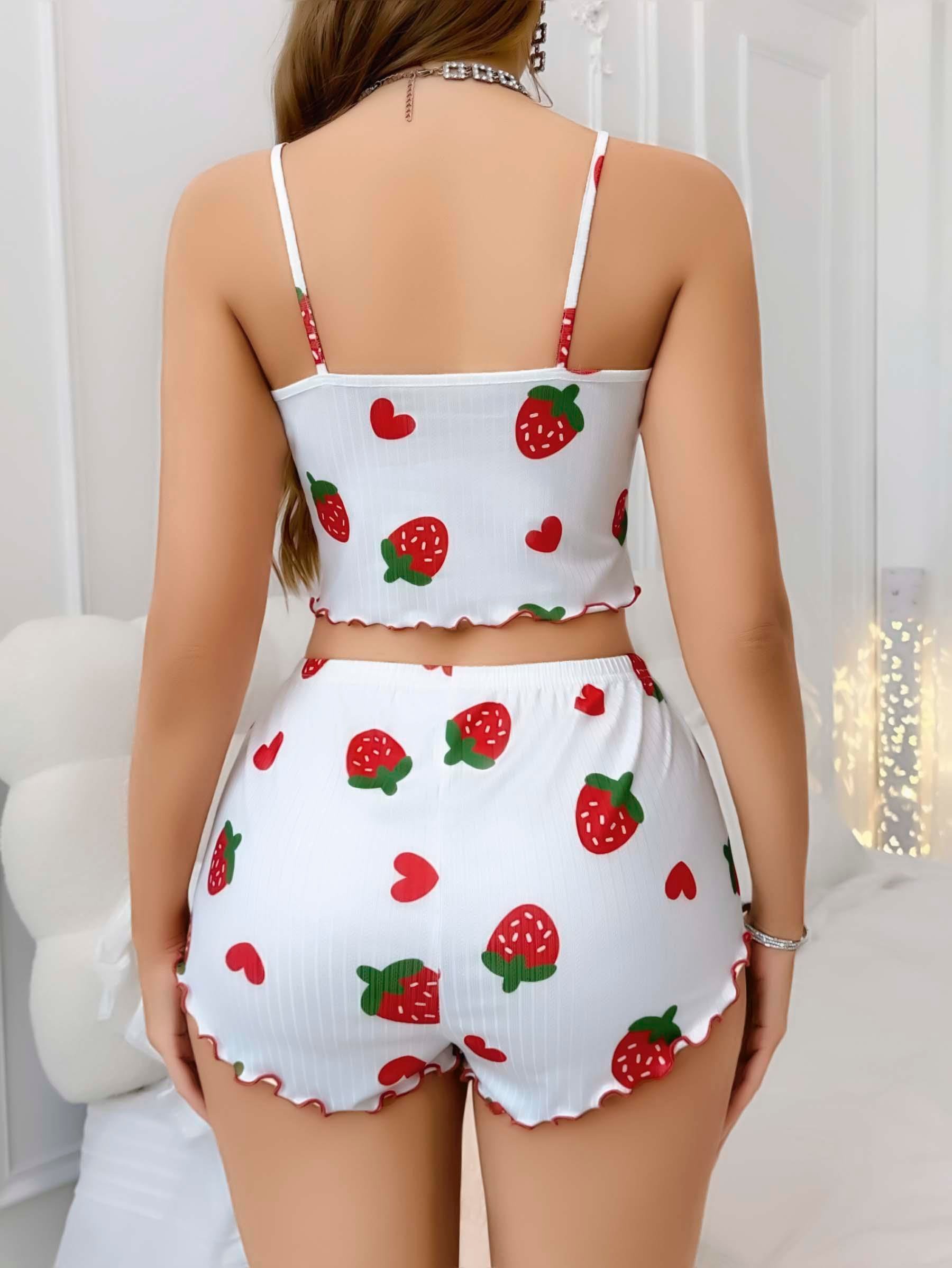 kadin-beyaz-cilek-desenli-sortlu-pijam-9bba-5.jpg Kadın Beyaz Çilek desenli Şortlu Pijama Takımı 5053 - Görsel 2