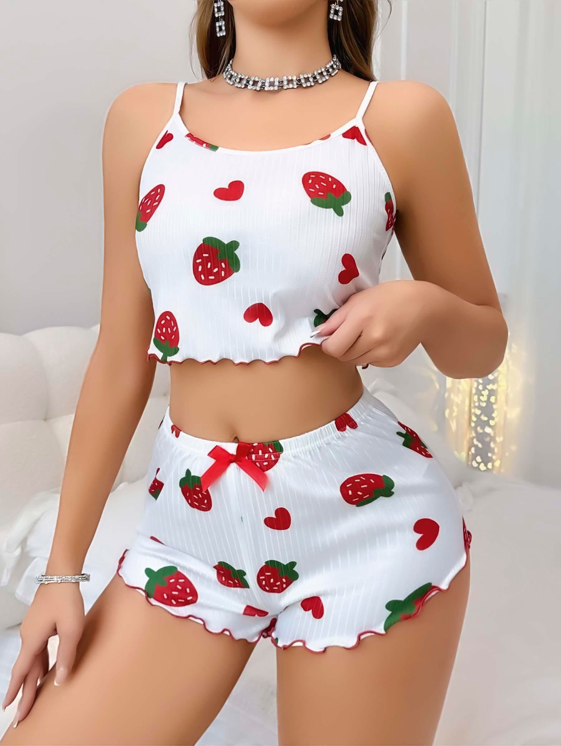 kadin-beyaz-cilek-desenli-sortlu-pijam-b01-b6-1.jpg Kadın Beyaz Çilek desenli Şortlu Pijama Takımı 5053 - Görsel 1