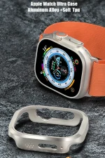 Movenchy Apple Watch Ultra 49mm MO-WT3 Alüminyum Camlı Kasa Ekran Koruyucu - Gold - Görsel 3