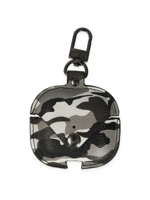 Newface Airpods Pro 2 (2.nesil) Çanta Kamuflaj Deri Kılıf - Gri