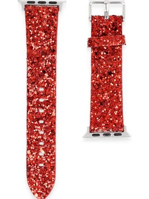 Newface Apple Watch 42mm Starry Taşlı Kordon - Kırmızı