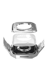 Newface Apple Watch 44mm Metal Petek Kasalı Kordon - Siyah - Görsel 3