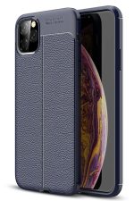 Newface iPhone 11 Pro Kılıf Focus Derili Silikon - Lacivert
