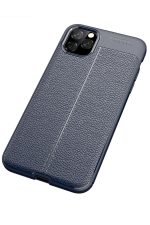 Newface iPhone 11 Pro Kılıf Focus Derili Silikon - Lacivert - Görsel 2