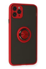 Newface iPhone 11 Pro Max Kılıf Montreal Yüzüklü Silikon Kapak - Kırmızı - Görsel 2