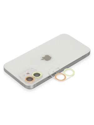 Newface iPhone 11 Renkli Kamera Lens Koruma Cam - Sarı-Turuncu
