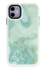 Newface iPhone 12 Kılıf Moda Simli Kapak - Yeşil