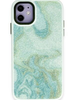 Newface iPhone 12 Kılıf Moda Simli Kapak - Yeşil