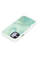 Newface iPhone 12 Kılıf Moda Simli Kapak - Yeşil - Görsel 4
