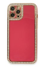 Newface iPhone 12 Pro Kılıf Solo Taşlı Silikon - Pembe