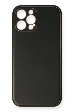 Newface iPhone 12 Pro Max Kılıf Coco Deri Silikon Kapak - Siyah