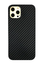 Newface iPhone 12 Pro Max Kılıf Karbon PP Silikon - Siyah