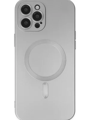 Newface iPhone 12 Pro Max Kılıf Moshi Lens Magneticsafe Silikon - Gümüş