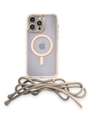 Newface iPhone 13 Pro Kılıf Divo Lazer Askılı Magsafe Kapak - Gold