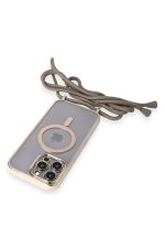 Newface iPhone 13 Pro Kılıf Divo Lazer Askılı Magsafe Kapak - Gold - Görsel 5